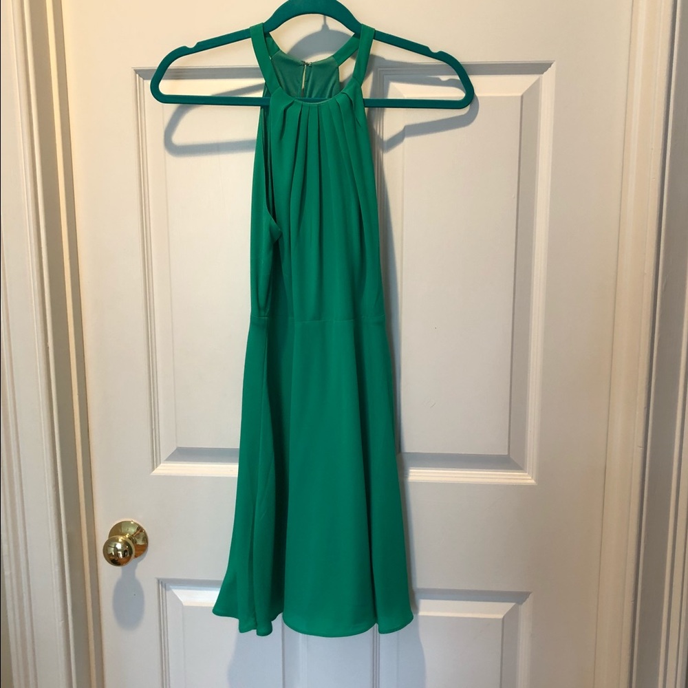 Express green fit and flare cocktail dress